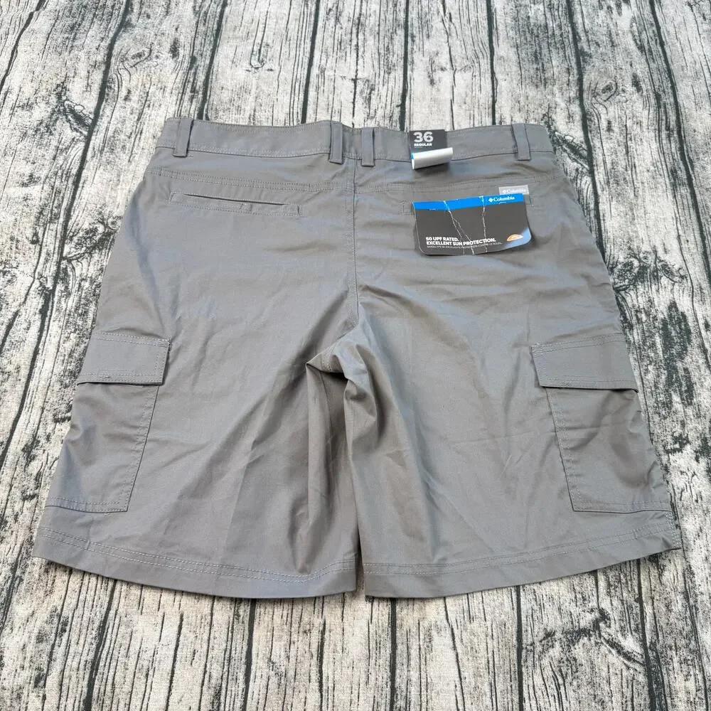 Columbia Boulder Ridge Cargo Shorts Men's 36 Gray Omni-Shade UPF 50 NWT